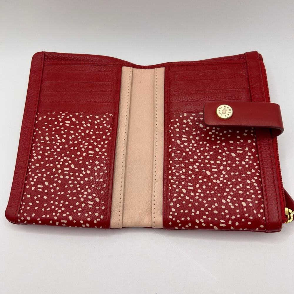 Radley London Red Leather Billfold Wallet 2 Zipper Pockets Very Nice Scottie - Picture 3 of 14